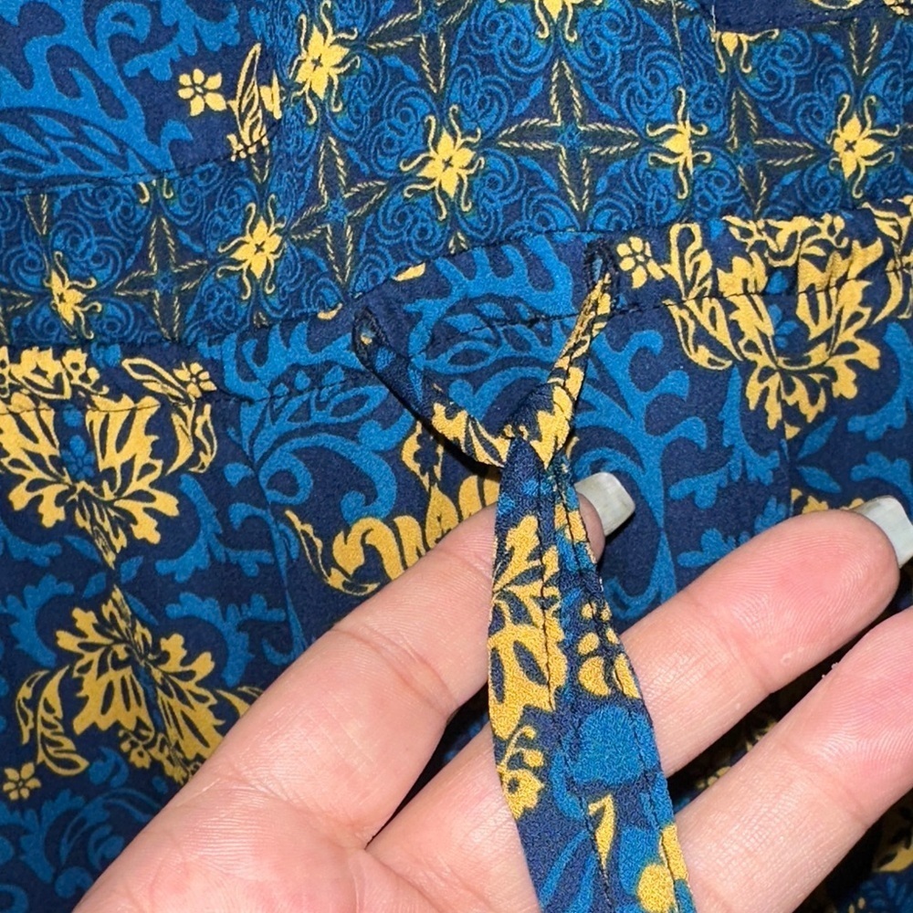Altar'd State Blue and Yellow Floral Long Sleeve Dress - Picture 3 of 7